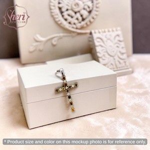 [Sheri Jewels] Pendentif en or massif 18 carats avec diamant jaune naturel taille coussin, style croix, pour femme - Idéal pour un usage quotidien - Product Image 3