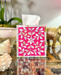 Elegante Porta Pañuelos con Incrustaciones de Nácar, Hecho a Mano, Mosaico de Conchas, Cubierta Rectangular Decorativa de Lujo para Baño y Dormitorio - Product Image 1