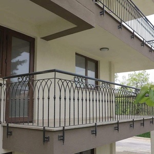 Traditional wrought iron balcony railing; easy to install on the floor, weather-resistant, and rust-<b>proof</b>. - Product Image 4