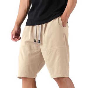 2025 <b>Men's</b> Light Khaki Linen <b>Shorts</b> Casual Elastic Waist Drawstring Golf/Yoga <b>Shorts</b> <b>Pockets</b> XXS/XS for Summer Beach - Product Image 6