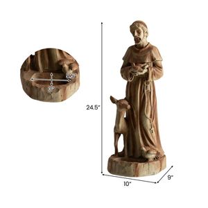 Statua di San Francesco da 24,5 Pollici con Mangiatoia per Uccelli Integrata, Scultura Religiosa da Giardino per Uso Esterno - Product Image 5
