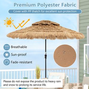 Ombrellone da Patio a LED Solare da 2,7 m con Tetto in Paglia per Esterni e Ville - Product Image 5