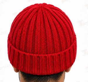 Gorro de Punto Rojo para Hombre Tiierwear, Color Sólido, Cálido para Invierno, Gorro Casual 100% Acrílico, Unisex para Adultos - Product Image 4