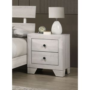 Comodino in Legno con Finitura Rustica Bianco Anticato, 1 Pezzo, con Due Cassetti per Stoccaggio - Product Image 4