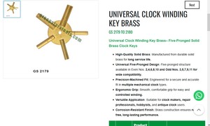 Clé universelle pour remontage d'horloges en laiton massif à cinq griffes, outil de précision pour réparation d'horloges, kit d'outils manuels |   Numéro d'article GS-2179 - Product Image 3