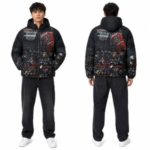 Pakistan Manufacture Men's Puffer <b>Jacket</b> Winter Resistant <b>Packable</b> and Lightweight with Hood Custom Plus Size Argyle Pattern - Product Image 2
