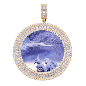 Colgante de Corazón con Diamante Cultivado en Laboratorio, Chapado en Oro y Plata, Collar con Foto Personalizada, Marco de Corazón Abierto, Amuleto de Lujo, Certificado IGI - Product Image 1