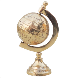 Globe décoratif en laiton fait main, finition dorée, style vintage, carte du monde, ornement de table, décoration de bureau, salle d'étude - Product Image 2