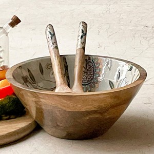 Bols de service à salade modernes faits à la main en bois de manguier et d'acacia, jetables, pour fêtes, vaisselle de table, usine Uttar Pradesh HANDICRAFT HUB - Product Image 4