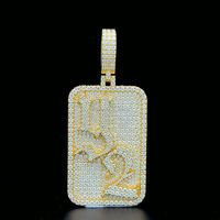 Pendentif Moissanite Rectangulaire Personnalisé en Usine S925 10K 14K 18K Plaqué Or Pendentif VVS1 D Moissanite Diamant Nombre Pendentifs