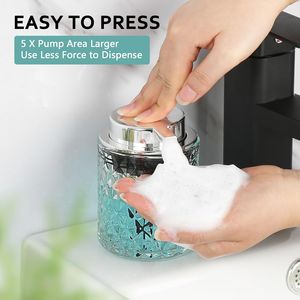 Distributeur de savon moussant pour les mains en verre transparent, 7,8 oz, flacon pompe en plastique rechargeable, distributeurs de savon liquide pour salle de bain - Product Image 2