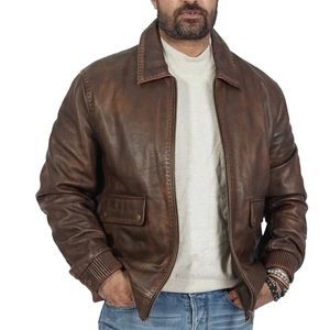 Veste coupe-vent pour homme en soie/coton marron, col montant, coupe régulière, écologique, résistante au vent, pour l'hiver - Product Image 1
