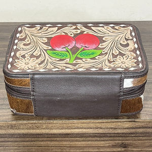 Latest Western Hand <b>Tooled</b> Genuine Cow <b>Leather</b> Jewelry Cases With Designer Cherry Pattern Travel Ring & Necklace Storage Box - Product Image 5