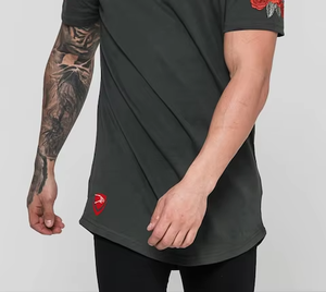 Men's Black Short Sleeve O-Neck T-Shirt Red <b>Rose</b> Embroidery Slim Fit Casual Breathable 100% Cotton Jersey Knitted <b>Top</b> 220 Grams - Product Image 6