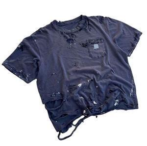 Camiseta de Manga Corta para Hombre, Estilo Desgastado, Cuello Redondo, Corte Holgado, 100% Algodón Jersey, Estilo Urbano, Color Negro Lavado - Product Image 1