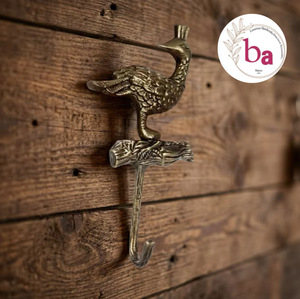 Ba Vintage Retro <b>Rustic</b> Antique Metal Peacock Wall Hook Handmade Animal Design Coat Hanger Single Hook Decorative Home Accessory - Product Image 1