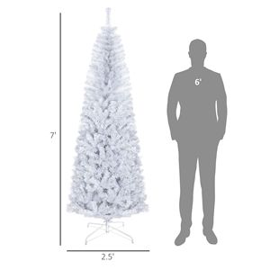 Albero di Natale Bianco a Forma di Matita da 210 cm con Luci Calde e Supporto, 818 Punte, per Decorazioni Interne e Feste - Product Image 3