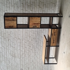 ตู้ไม้อุตสาหกรรมและทีวีโลหะ | เฟอร์นิเจอร์ห้องนั่งเล่นที่ทันสมัย | หน่วยความบันเทิงสไตล์ลอฟท์ - Product Image 2