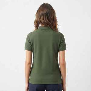 Polo pour femme Hawk Eye, vert, manches courtes, couleur unie, décontracté, respirant, coton piqué, logo brodé sur le devant - Product Image 3