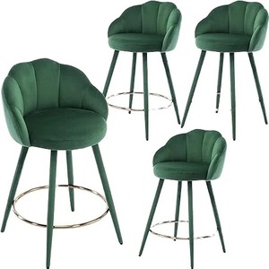 U-Best Modern Leather Bar Chair Dark Green Velvet Fabric Designer High Chair for Coffee Shop Hotel <b>Dining</b> - Product Image 3