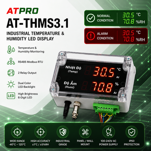จอแสดงผลอุณหภูมิและความชื้นแบบดิจิตอลสำหรับอุตสาหกรรม พร้อม RS485 Modbus RTU |   AT-THMS3.1 |   OEM และการขายส่ง - Product Image 1