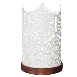 Portavelas de Metal Blanco con Diseño de Corte de Diamante para Decoración del Hogar, Bodas, Fiestas, Eventos, Regalos - Product Image 1