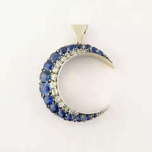 Colgante Luna Azul de Plata 925 con Moissanita, Joyería de Media Luna para Mujer, Regalo para Fiesta - Product Image 1