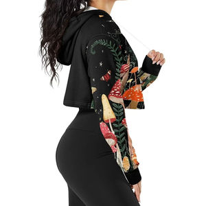 Hoodies pour femmes de haute qualité, confortables, vente en gros, style décontracté, crop top, sublimation, couleur unie, crop top sublimation - Product Image 2