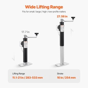Gato giratorio para remolque con capacidad de carga dinámica de 2000 lb, elevación de 10 pulgadas, montaje en tubo soldable, con mango de soporte para remolques de carga y utilitarios - Product Image 5