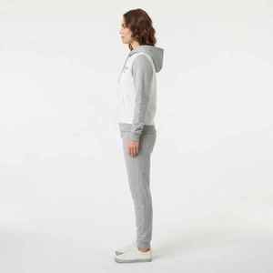 Women's <b>2</b>-<b>Piece</b> Hooded Tracksuit <b>Set</b> Gray <b>White</b> Fleece Casual Solid Color Full Sleeve Regular Fit All Seasons Daily Wear - Product Image 4