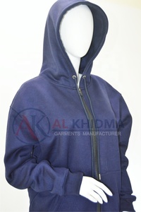 Sudadera con capucha azul marino para mujer, con cremallera completa, forro polar suave, manga larga, puños acanalados, ropa deportiva informal, prendas personalizadas al por mayor - Product Image 3