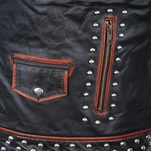 Custom Genuine Leather Studded Biker <b>Vest</b> <b>Mens</b> Punk Style Motorcycle Leather Waistcoat With Asymmetrical Zip Closure - Product Image 5