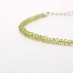Bracelet en pierres précieuses de péridot naturel facetté, perles rondes de 3 mm, fait main, délicat, pour femmes et hommes, bijoux fins, vente en gros - Product Image 5