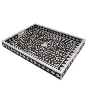 Plateau de service et de rangement moderne en nacre, élégant organisateur artisanal en mosaïque de coquillages pour table à manger, rangement décoratif - Product Image 5
