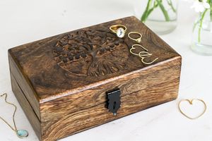 Handmade Polished <b>Wooden</b> Rectangular <b>Box</b> with Intricate Carvings for Home & Decor Tabletop <b>Art</b> Collectible - Product Image 5