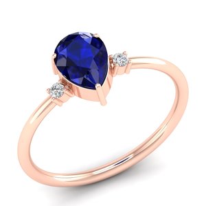 Anillos de Zafiro Azul de 1 Quilate con Corte Pera en Oro Rosa de 14K, Diseño de Lujo REYES, para Mujer, con Certificado GRA, Joyería de Regalo con Moissanita - Product Image 2