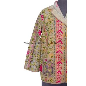 เสื้อแจ็คเก็ตผ้าฝ้ายถักคุณภาพดี ระบายอากาศได้ดี สไตล์วินเทจ คันธา  แบบยูนิเซ็กซ์  ตกแต่งกระดุมด้วยมือ  สำหรับฤดูหนาว ฤดูใบไม้ร่วง ฤดูใบไม้ผลิ แขนยาว - Product Image 2