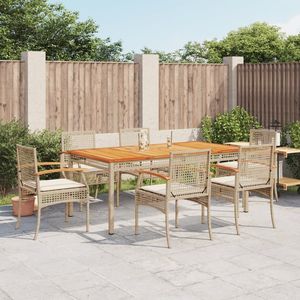 Juego de Comedor para Jardín en Color Beige Crema Blanco - Product Image 1