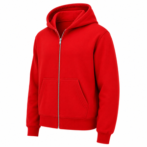 Custom Men Zip Hoodie Full Zipper Metal Closure Fleece Hooded Sweatshirt Split Kangaroo Pocket Solid Color Blank Men Zip Hoodie - Product Image 5