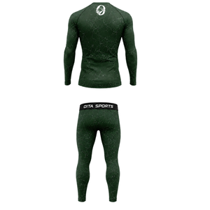 Conjunto Deportivo de Manga Larga y Leggings para Hombre, Color Verde Bosque, Compresión Activa para Entrenamiento, Fitness, Gimnasio, Ropa Deportiva - Product Image 2