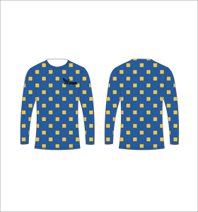 Custom Long Sleeve Sublimation Jersey Lightweight Athletic Shirt With Blue And <b>Yellow</b> Square Pattern Bulk Apparel Manufacturer - Product Image 1