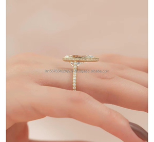 Anillo de Diamantes con Corte de Pera en Oro Amarillo Sólido, Anillo de Compromiso Minimalista en Forma de Lágrima, Joyería Nupcial Moderna, Elegante Regalo de Aniversario - Product Image 3