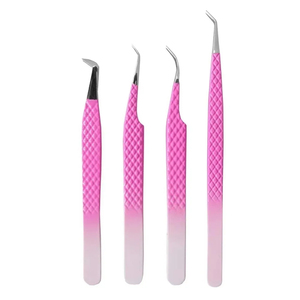 Ensemble de 4 pinces à cils de précision antistatiques de haute qualité Diamond Grip en acier inoxydable pour extensions de cils - Product Image 3