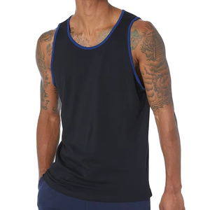 Men Solid Color O-Neck Knitted Tank Top Casual Style Dark Blue Sleeveless <b>Vest</b> Quick Dry Polyester Material - Product Image 3