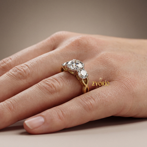 Luxury 3.49ct <b>Cushion</b> Cut Three Stone Lab Grown Diamond Engagement <b>Ring</b> Gold Plated Silver VS1 EF Colorless <b>Wedding</b> Anniversary - Product Image 4