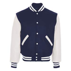 Chaqueta Universitaria de Béisbol Premium para Hombre, de Lana, con Cuero Genuino, Personalizada, con Cierre de Botones Cubiertos - Product Image 1