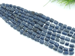 Wholesale PMEGEMSBEADS RB8 8" Natural Rough Blue Sapphire Crystal <b>Tube</b> Beads 10x8mm 6x5mm Raw Gemstone Strand for Jewelry Supply - Product Image 4