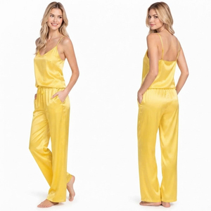 Wholesale <b>Silk</b> Satin <b>Women's</b> Sleeping <b>Trouser</b> Soft <b>Silk</b> Lounge Wear Pajama Wide-Leg Satin Night Wear Pants Ladies Silky Pajama - Product Image 4