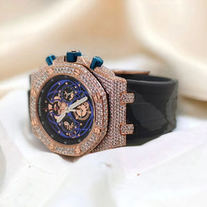 Top Brand Customized Iced Out D VVS Moissanite Diamond Handmade Mechanical Rubber Band Branded <b>Quartz</b> <b>Watch</b> for <b>Men</b> - Product Image 2