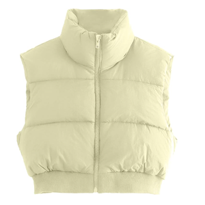 Chaleco Acolchado para Mujer, Cuello Alto, Cierre de Cremallera, Color Sólido, Chaqueta de Invierno, Relleno Grueso de Poliéster, Corto, Personalizado - Product Image 6